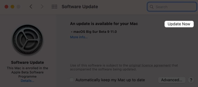 Cliquez sur Mettre à jour maintenant pour mettre à jour le logiciel sur Mac