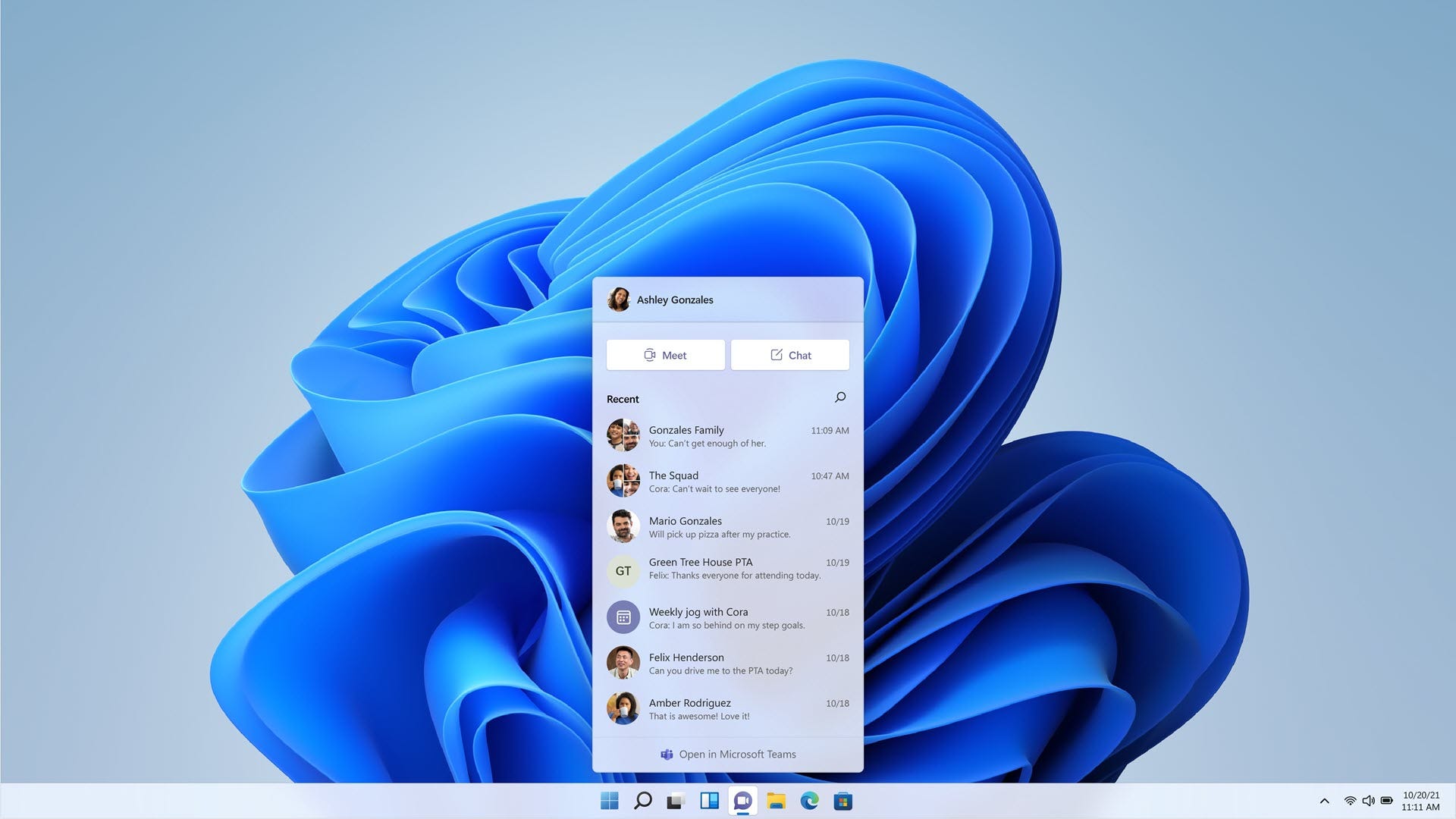 Un bouton de discussion dans Windows 11