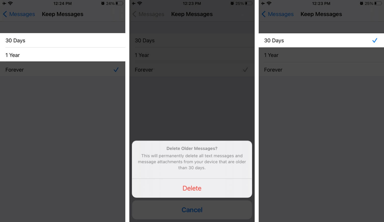 comment supprimer les anciens messages sur iphone