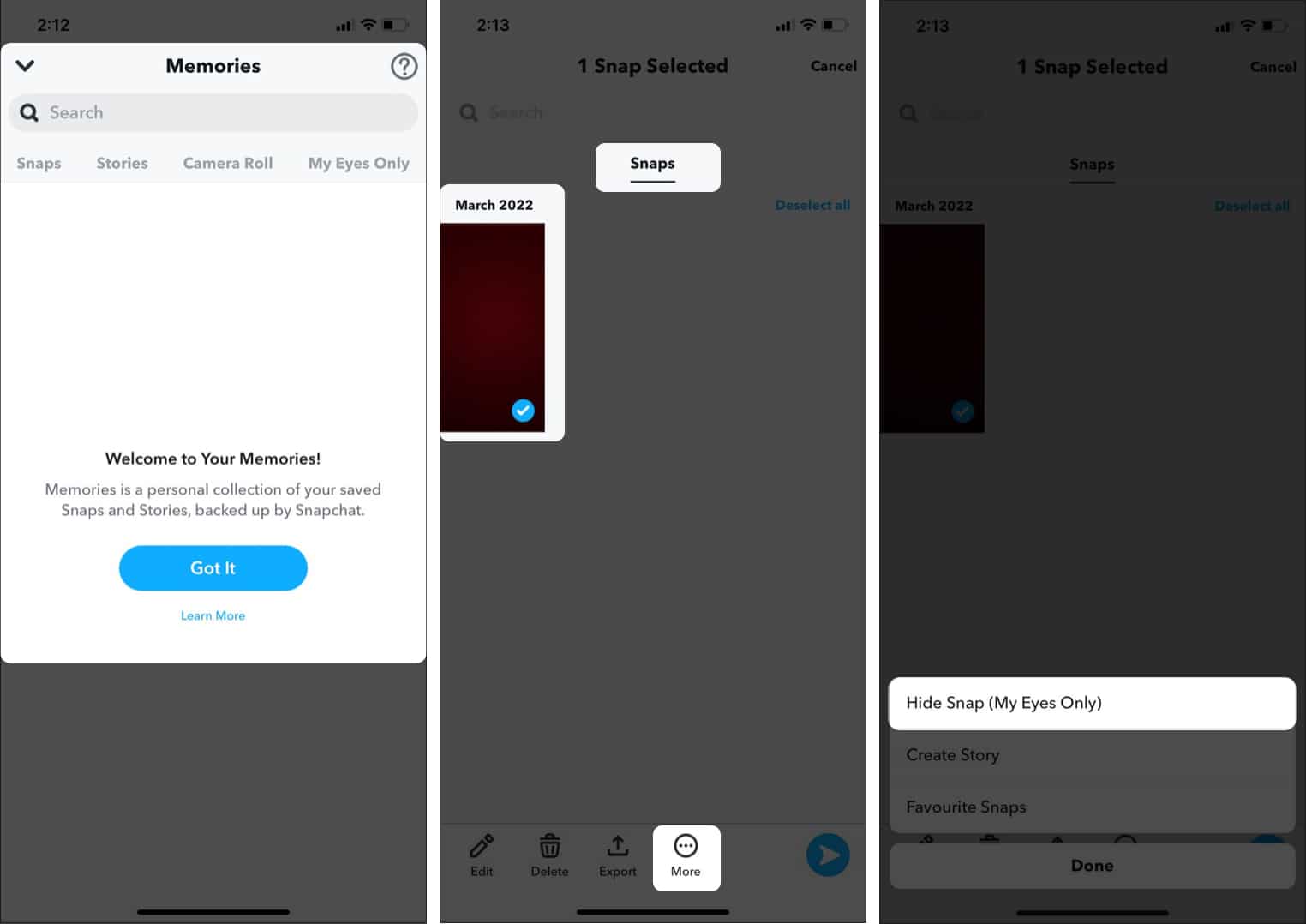 Comment utiliser la fonctionnalité My Eyes Only de Snapchat sur iPhone FR Atsit