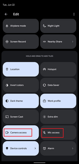 Nonaktifkan Kamera atau Mikrofon Android 12