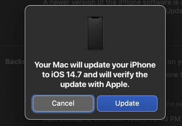 Menurunkan iOS 15 ke iOS 14.7 di Mac