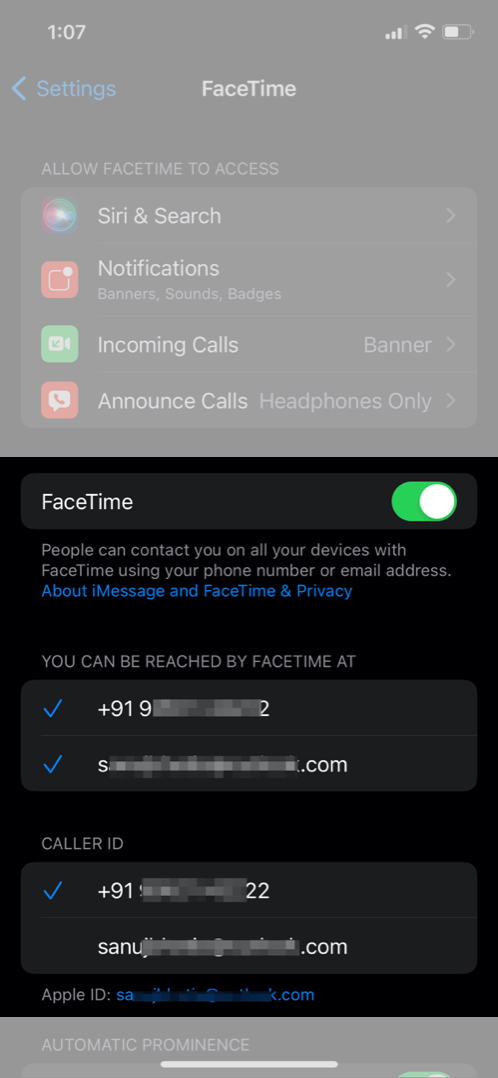 Atur FaceTime di iPhone Anda