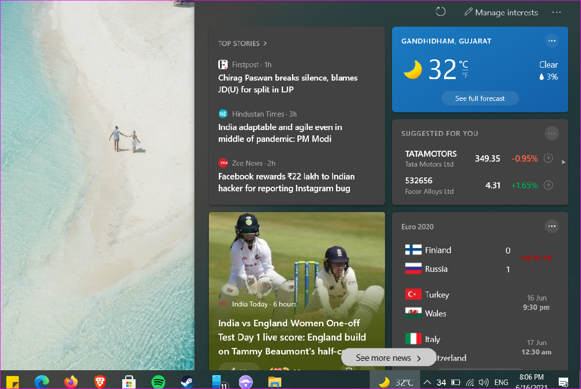 Nonaktifkan Aktifkan Widget Bilah Tugas Berita dan Minat di Windows 10 7