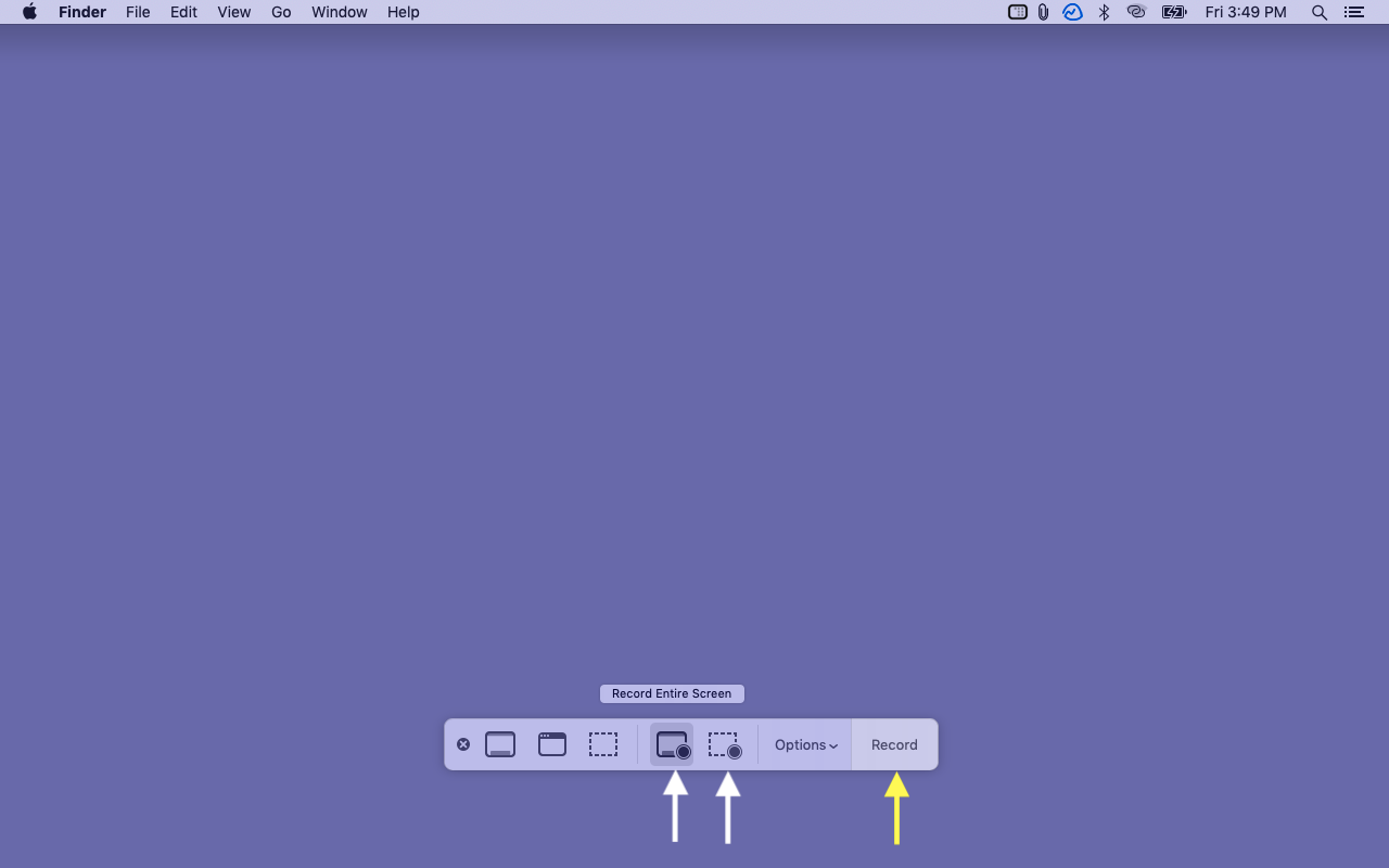 Tekan Command Shift 5 untuk menampilkan toolbar screenshot dan klik record