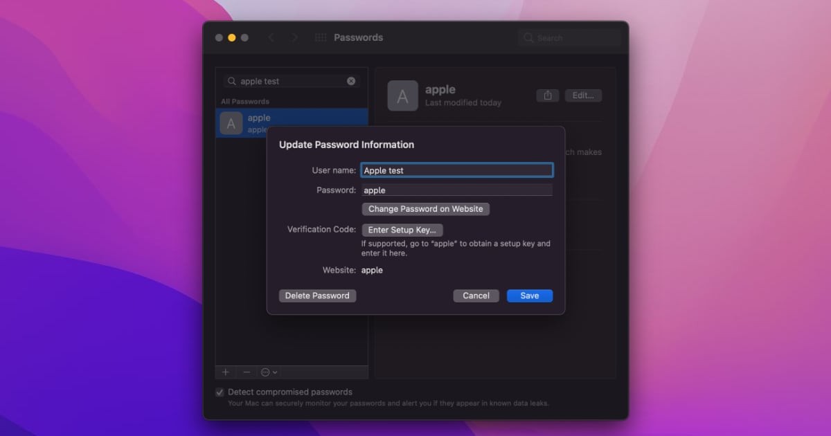 Password Authenticator macOS Monterey