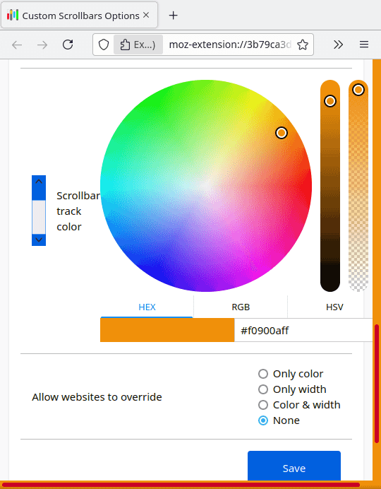 Custom Scrollbars Pilih Track Color