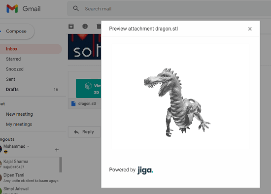 Jiga 3D Viewer untuk Lampiran Gmail