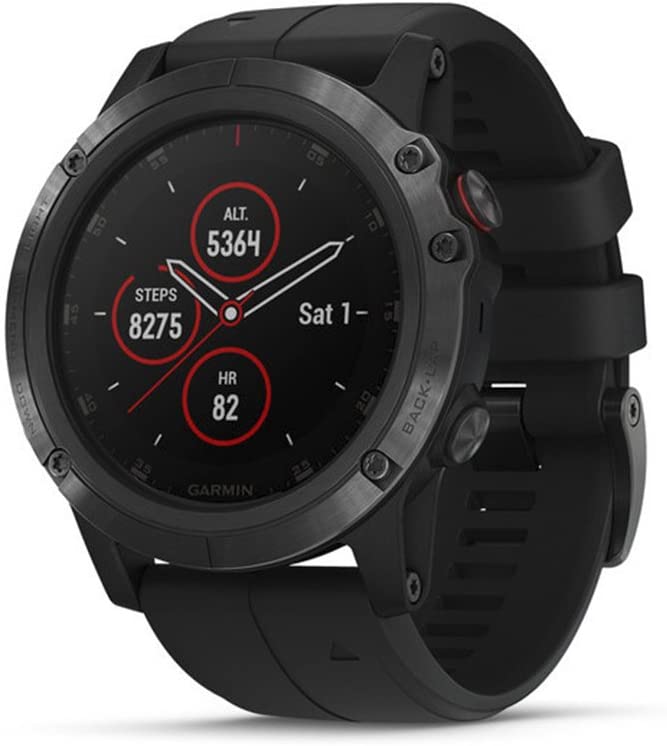 Garmin fenix 5X Plus, Jam Tangan Pintar GPS Multisport Terbaik, Menampilkan Peta Topo Warna dan Pulsa Sapi, Pemantauan Detak Jantung, Musik, dan Pembayaran Tanpa Kontak,