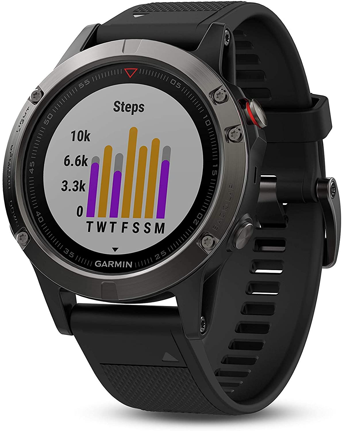 Garmin 010-01733-00 Fenix ​​​​5X Safir-Abu-abu Batu dengan Pita Hitam