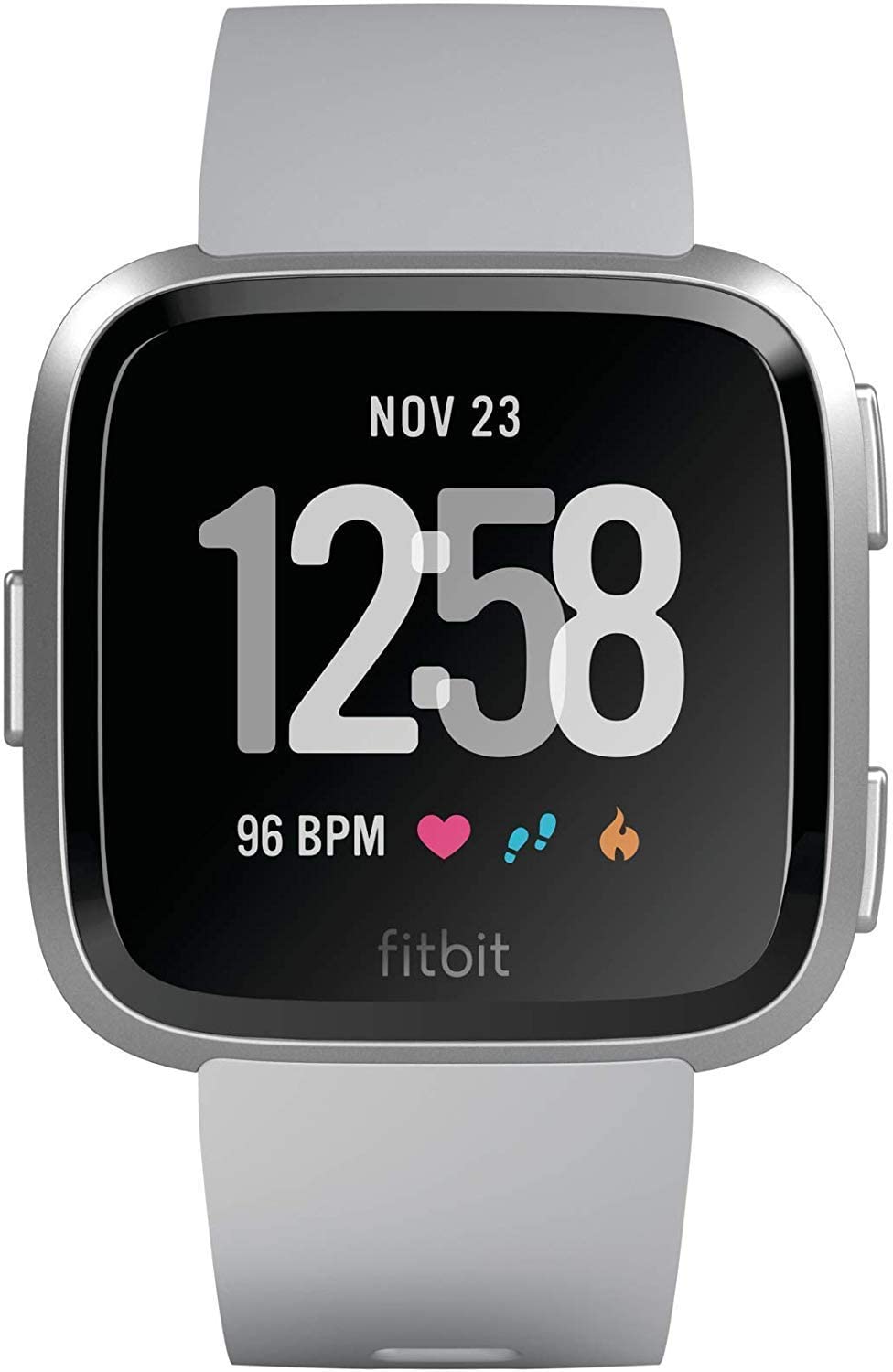 Fitbit Versa Smart Watch (Diperbarui), Aluminium Abu-abu/Perak , Satu Ukuran (Termasuk Pita S & L)