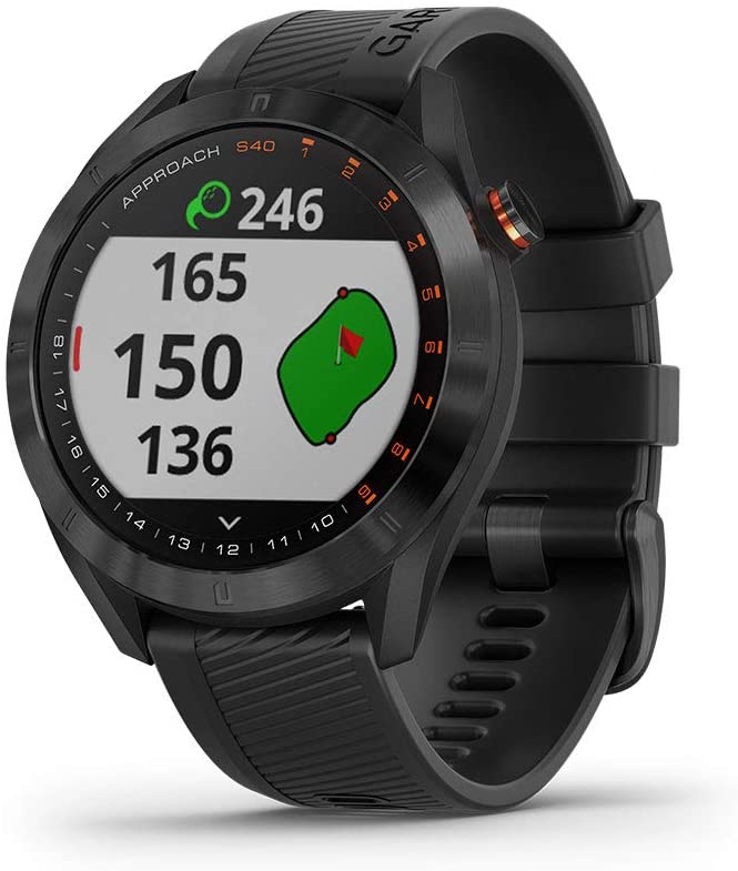 Garmin Approach S40, Smartwatch Golf GPS Bergaya, Ringan dengan Layar Sentuh, Hitam