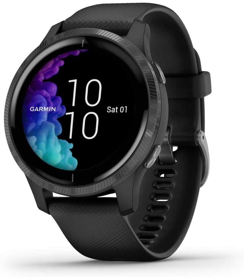 Garmin 010-02173-11 Venu, Jam Tangan Pintar GPS dengan Tampilan Layar Sentuh Terang, Fitur Musik, Pemantauan Energi Tubuh, Latihan Animasi, Sensor Pulse Ox a