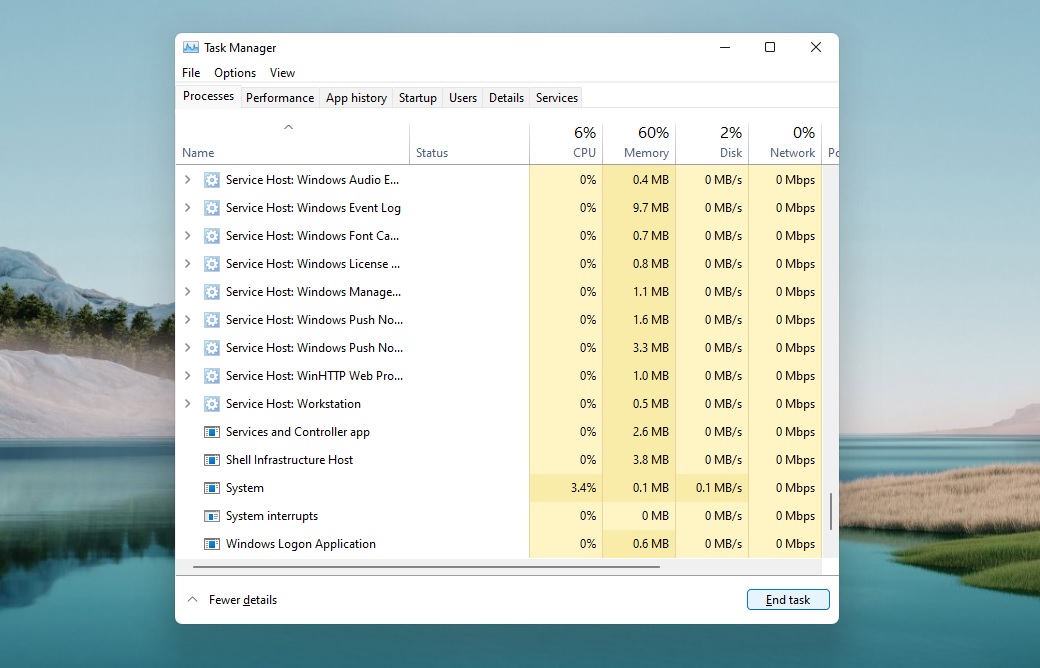 Task Manager di Windows 11