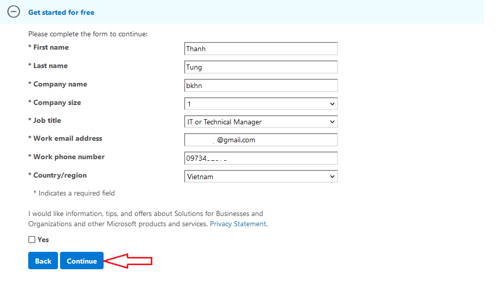 isi formulir Windows Server 2019