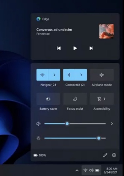 pusat tindakan baru-windows 11