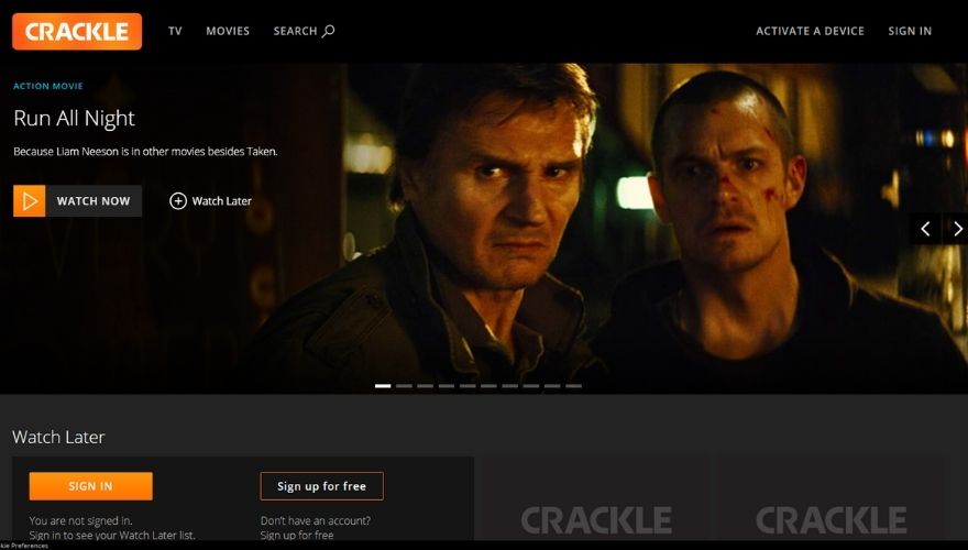 Sito web di Crackle