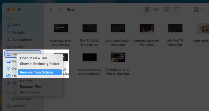 Rimuovi la cartella dalla barra laterale del Mac