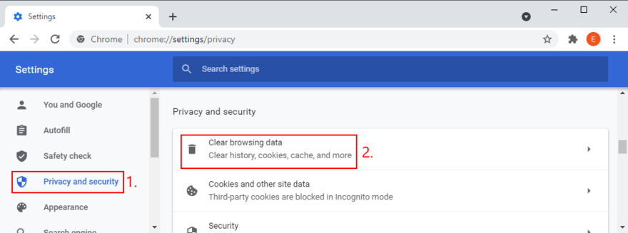 Google Chrome mostra come accedere all'opzione Cancella dati di navigazione