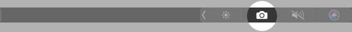 tocca l'icona della fotocamera per scattare screenshot su macbook pro utilizzando touchbar