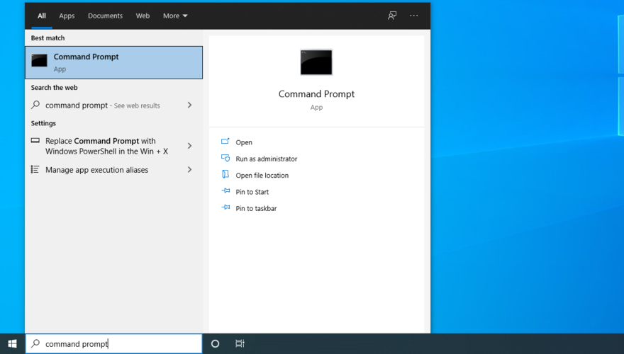 Windows 10 mostra come accedere al prompt dei comandi dal menu Start