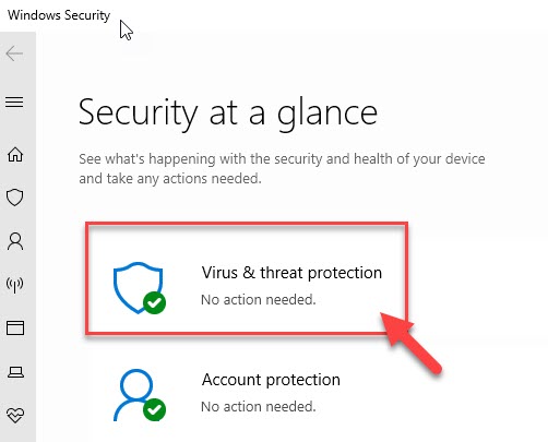 Minima protezione da virus e minacce