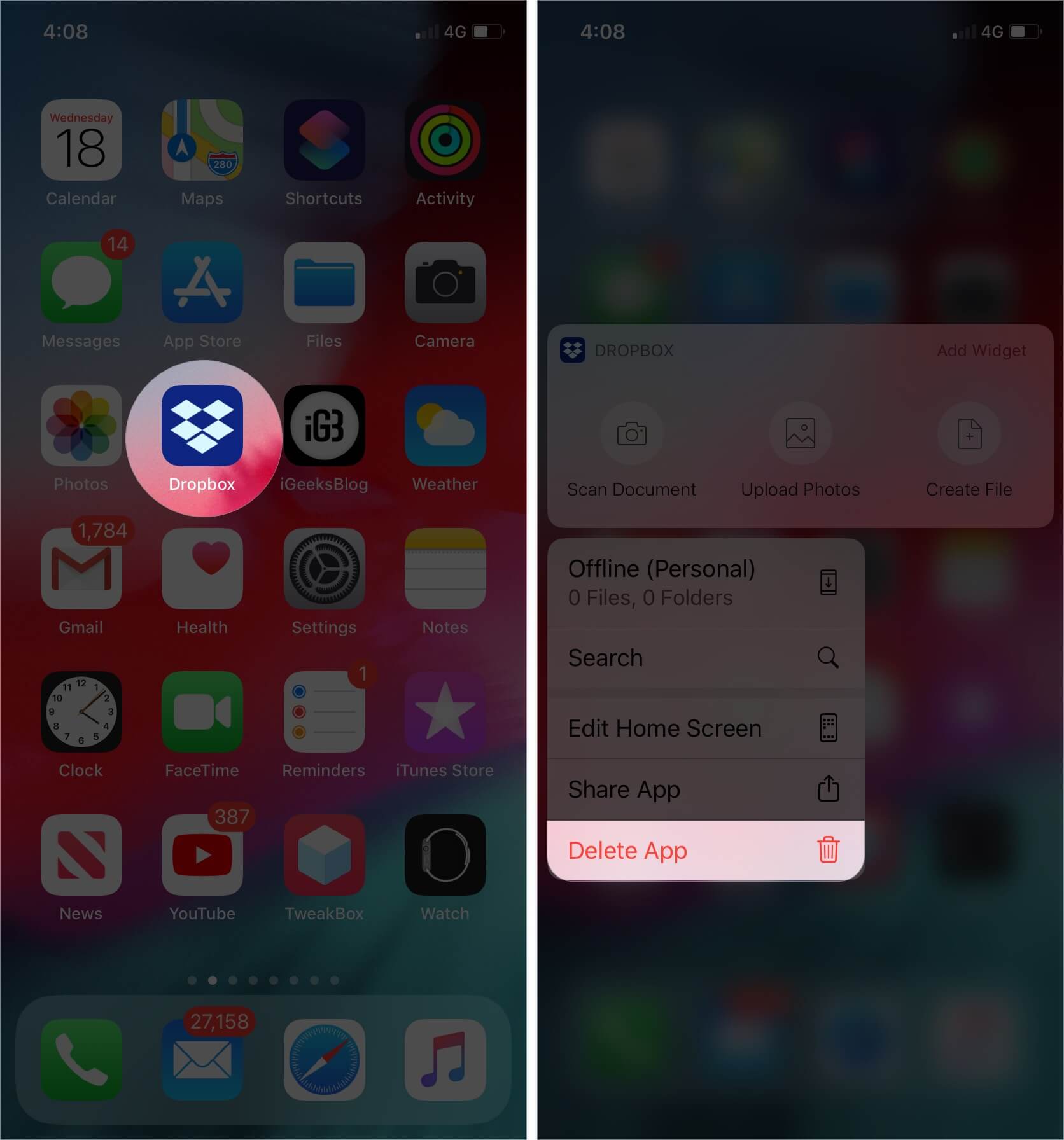 Elimina App su iPhone in iOS 13