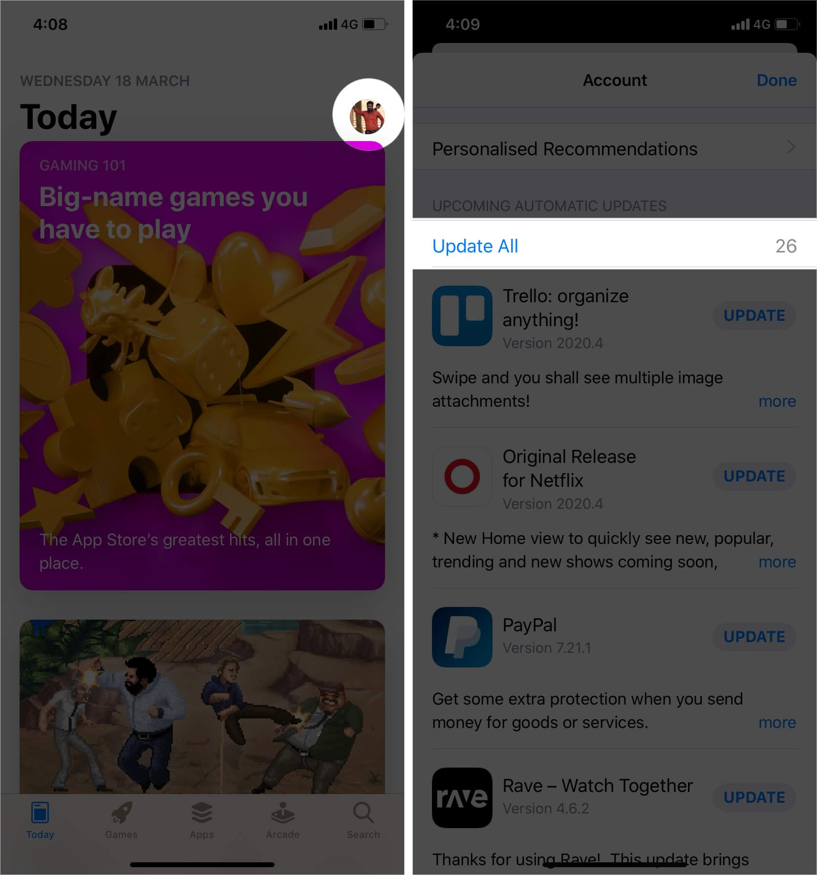 Aggiorna app da App Store in iOS 13