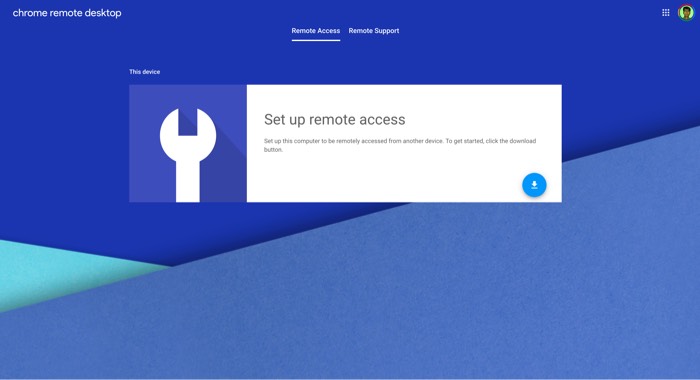 Screenshot dell'app Chrome Remote Desktop