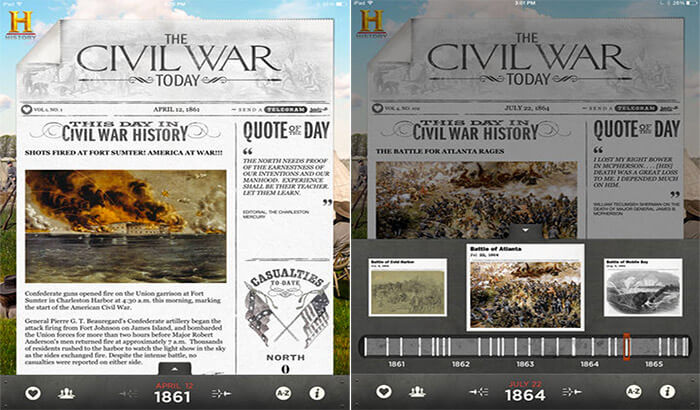 The Civil War Today iPhone e iPad App Screenshot