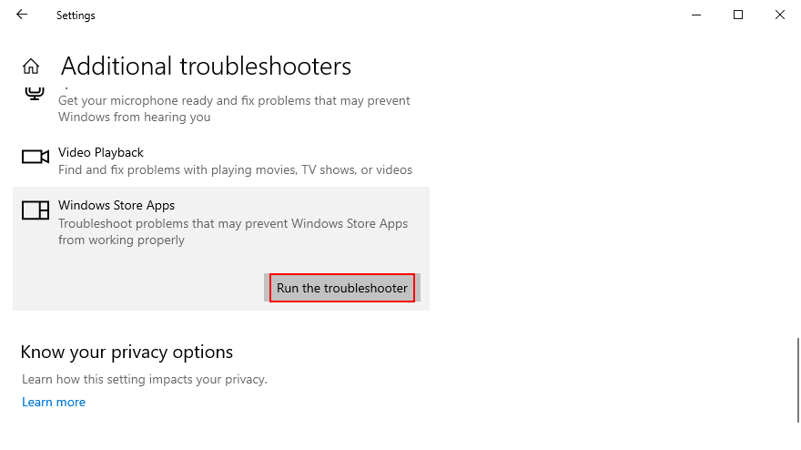 how to run the Windows Store Apps troubleshooter