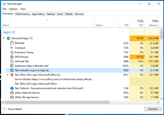 Task Manager per Edge