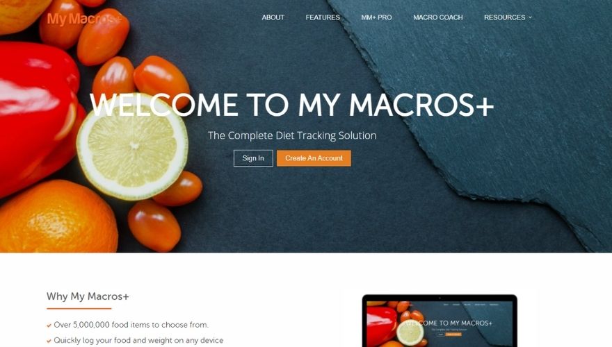 MyMacros+ website