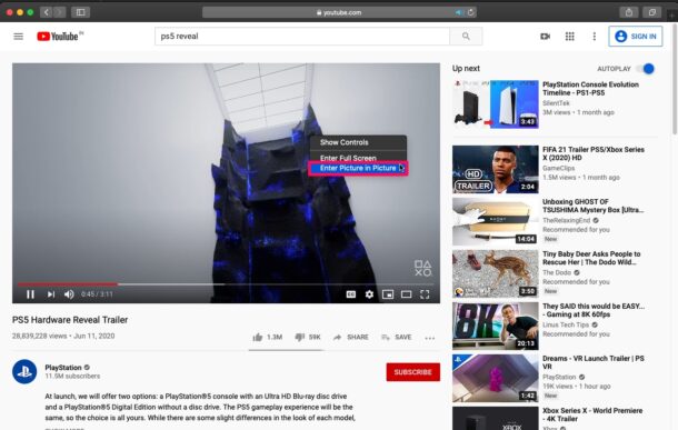 Come utilizzare il video Picture-in-Picture in Safari per Mac