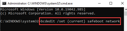 Prompt dei comandi (admin) Esegui comando per avvio sicuro con rete Invio