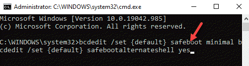 Prompt dei comandi (admin) Esegui comando per avviare in modalità provvisoria con prompt dei comandi