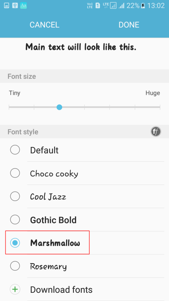 Utilizzo di HiFont