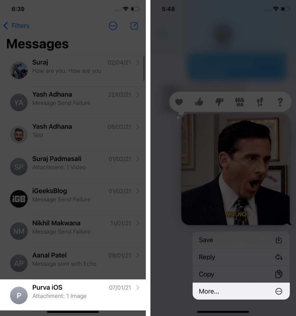 Apri qualsiasi conversazione nell'app Messaggi per selezionare foto o video
