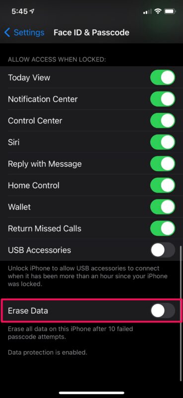 Come impostare iPhone per la cancellazione automatica dopo tentativi falliti di codice d'accesso