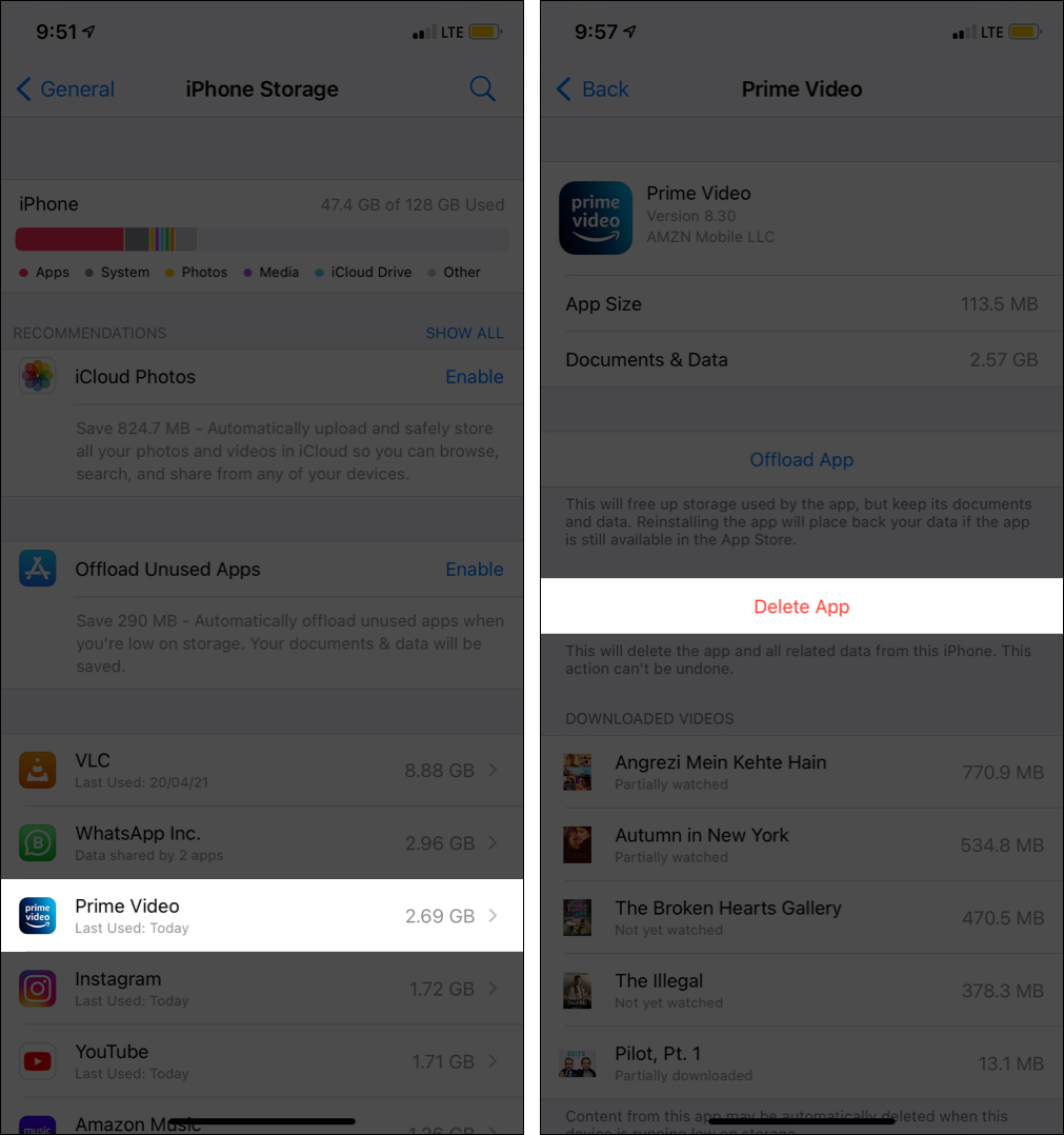 Elimina app iPhone dall'app Impostazioni