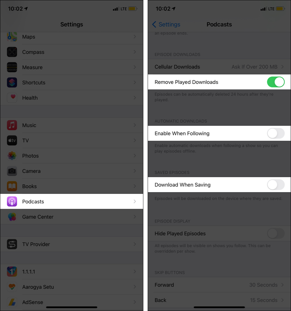 Elimina podcast riprodotti su iPhone