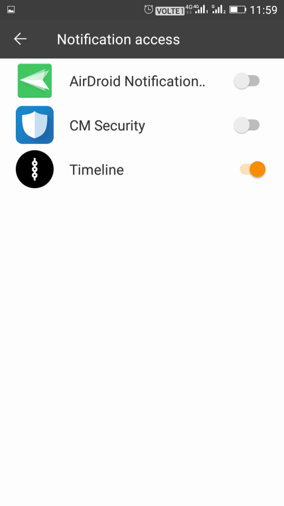 larghezza cronologia delle notifiche