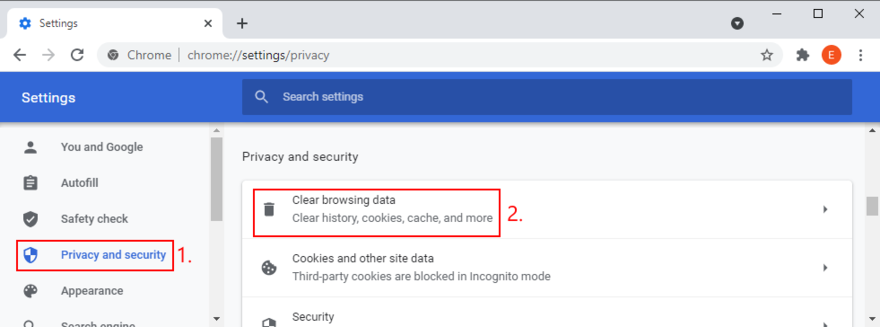 Google Chrome mostra come accedi all'opzione Cancella dati di navigazione
