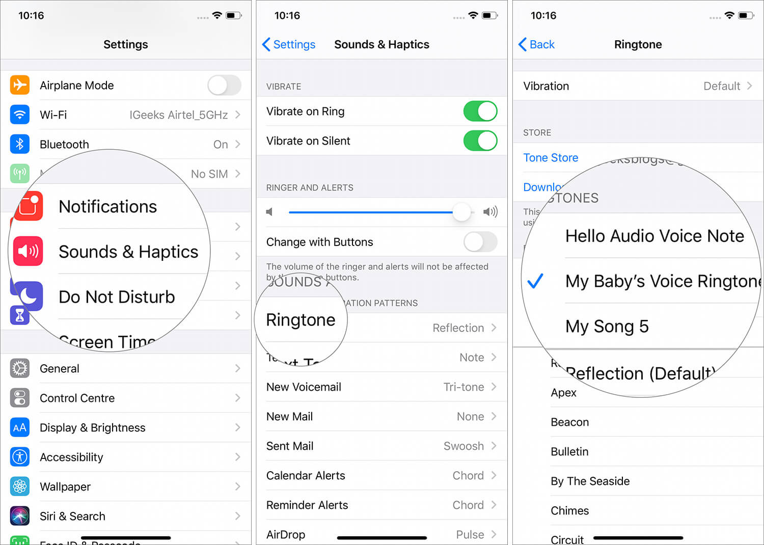 Seleziona voce nota sotto le suonerie per attivare Memo vocale su iPhone