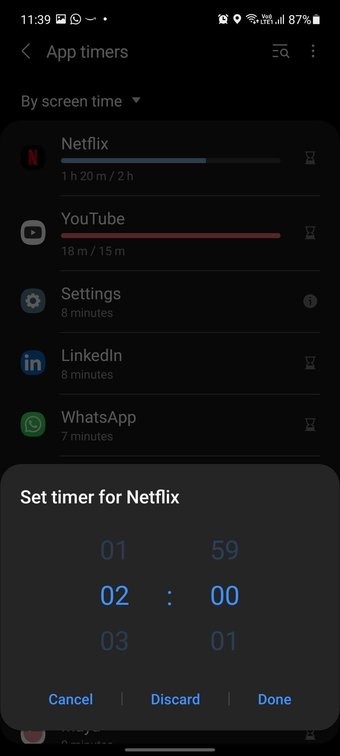 Imposta il tempo per le app