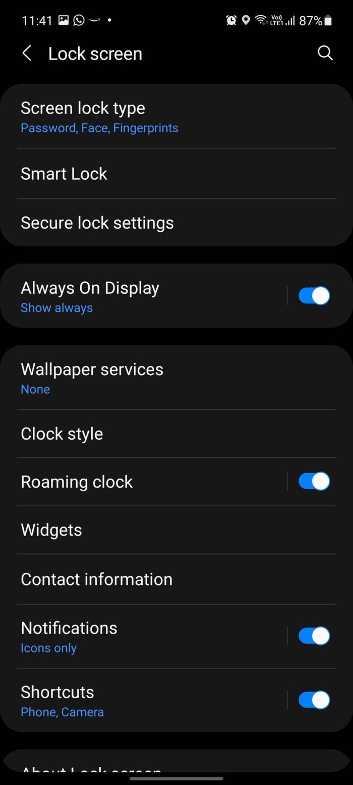 Widget nella schermata di blocco