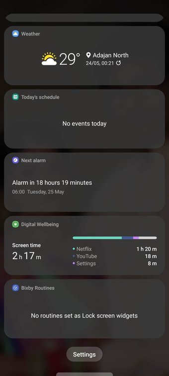 Widget della schermata di blocco in azione