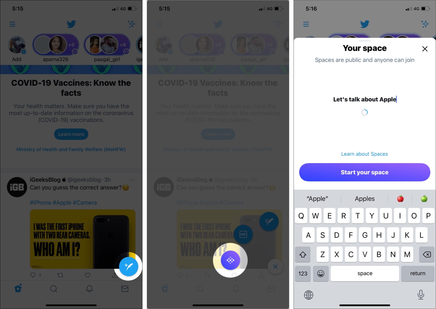 Crea uno spazio su Twitter