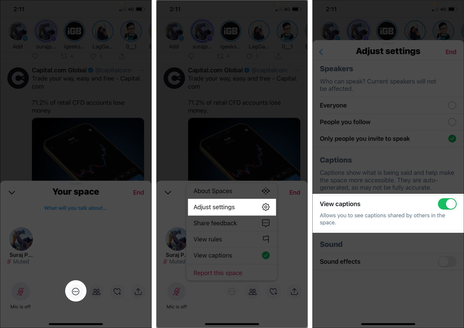 Attiva i sottotitoli in uno spazio di Twitter