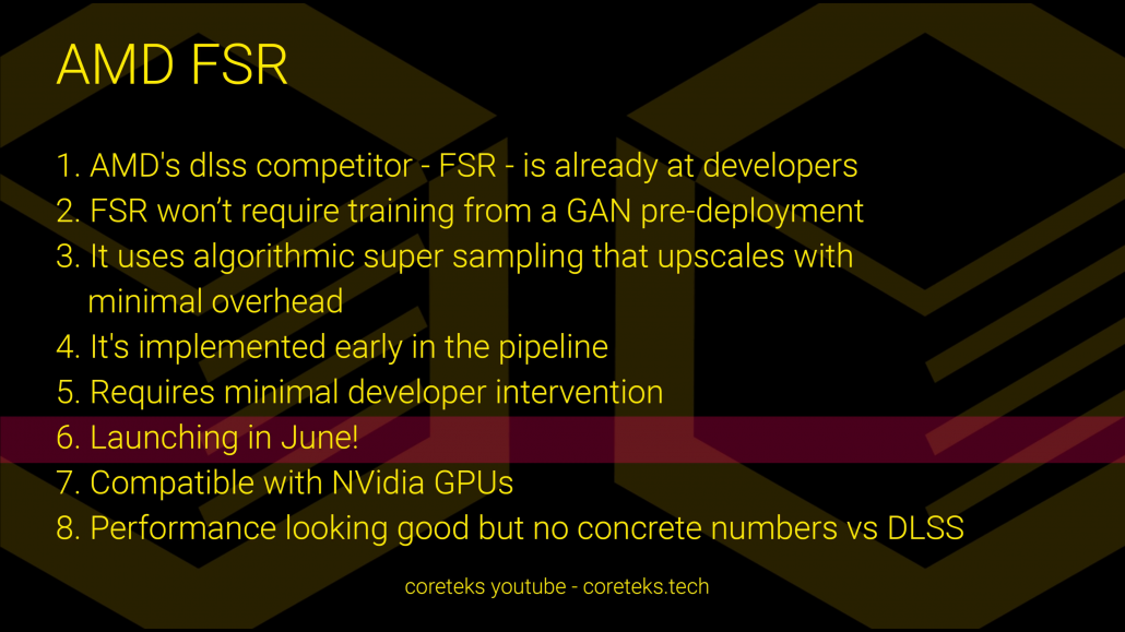AMD FidelityFX Super Resolution Launch in giugno, NVIDIA DLSS